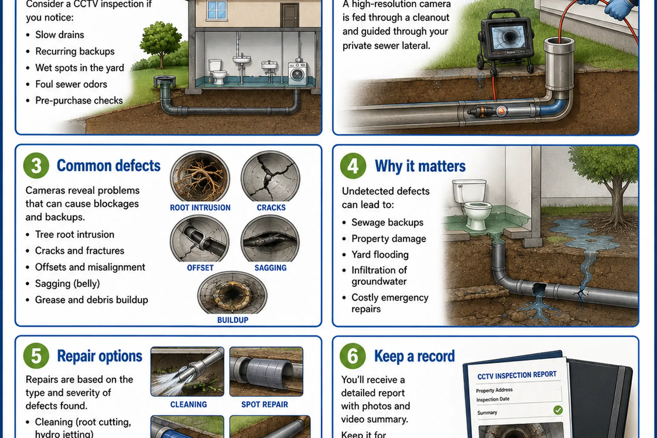 Residential private sewer inspection and documentation process